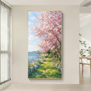Hand Painted Oil <b>Painting</b> Floral Landscape 3D Textured Wall Art <b>For</b> Entryway Decor With Wood <b>Frame</b> Metal Outer <b>Frame</b> - Product Image 4