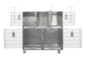 Pet kafesleri yuvarlak köşeli hastane büyük paslanmaz çelik köpek kafesleri hastane kliniği Pet sağlık ekipmanları sürdürülebilir kafes - Product Image 2