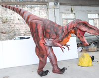 Costume de dinosaure T-Rex rouge personnalisé, coque en mousse haute densité, squelette en acier, rugissement, pour parcs d'aventure/musées, cosplay