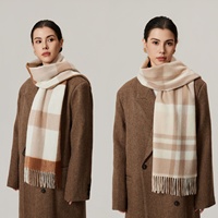 Écharpe longue 100 % laine style coréen pour femmes et hommes adultes, motif écossais, chaude pour l'hiver, avec pompons, cache-cou