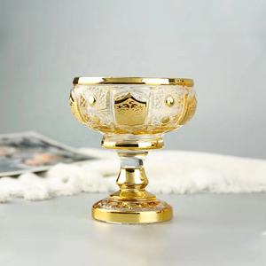 Bandeja de vidro de cristal dourado, bandeja eletrônica de cobertura com pés cobertos, tigela de frutas, suporte de sobremesa, decoração em atacado - Product Image 5