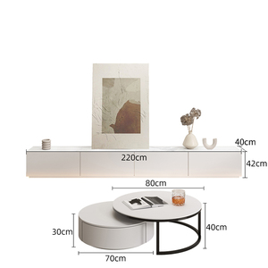 Meubles de salon nordiques support de <span class=keywords><strong>Console</strong></span> de dessus en marbre <span class=keywords><strong>blanc</strong></span> de style élevé banc de télévision armoires de salon avec Table basse support de télévision - Product Image 6