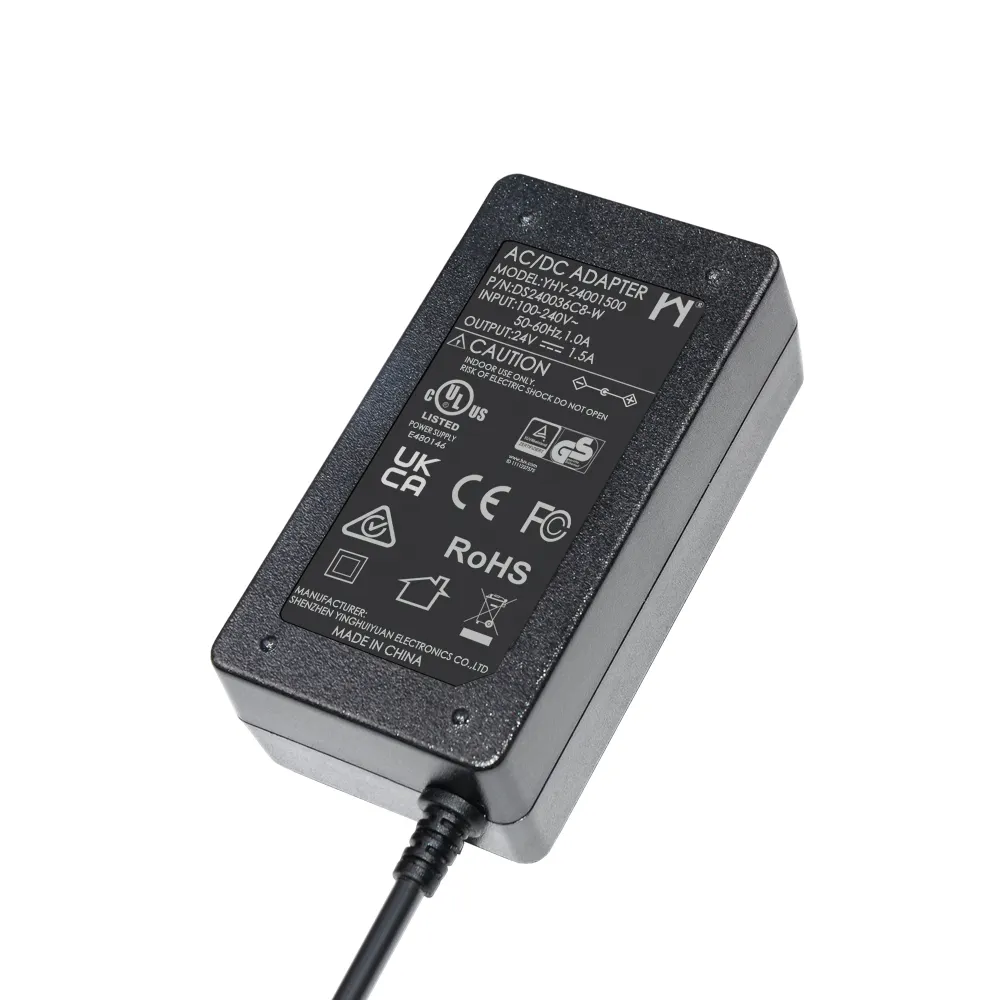 Transformador adaptador ac 120v 1.5a 230v hz 24v 36va 50 1500mA 2 KC PSE UL Classe VI branco de mesa poder adpater