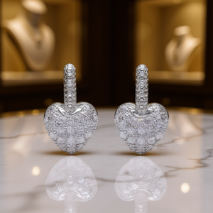 Pendientes de diamantes con corte de corazón en oro blanco para mujer, estilo romántico de boda, diamantes blancos naturales de color D - Product Image 2