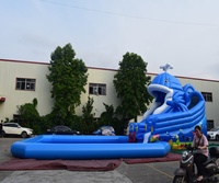 Nouveau toboggan gonflable à double voie avec piscine d'eau de natation pour enfants et adultes