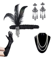 1920s Great Gatsby Flapper Costume Accessoires Ensemble Carnaval Coiffure Bachelor Party Fournitures Halloween Cosplay Chapeaux