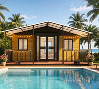 Maison conteneur personnalisable d'usine, maison modulaire avec balcon, 1 chambre, 1 séjour, 1 cuisine, 1 salle de bain, cabane préfabriquée pour glamping