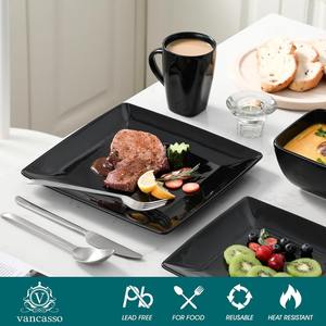 <span class=keywords><strong>Vajilla</strong></span> <span class=keywords><strong>completa</strong></span> de gres negro, Plato cuadrado para ajuste de lugar, platos de cena, juegos de cena, juego de <span class=keywords><strong>vajilla</strong></span>, 16 piezas - Product Image 3