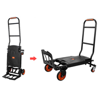 Carro de empuje manual plegable de acero y plástico, carro de plataforma para uso de herramientas y acampada, conveniente para ir de compras