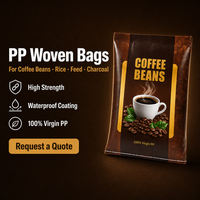 Sac à café en PP tissé, imprimé sur mesure, de qualité alimentaire, résistant à l'humidité, avec revêtement imperméable, pour café torréfié, eau minérale, et pour les professionnels du café.