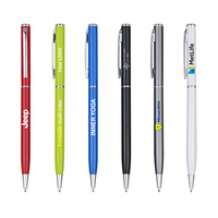 Stylo bille métallique pour commandes en gros, approvisionnement stable, corps fin, encre noire, usage bureau et scolaire, pour la revente, logo personnalisé