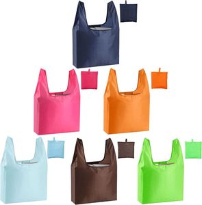 Custom Shopping Grocery Gifts Lightweight Reusable Washable Folding <b>Large</b> Colored Polyester Tote Bag - Product Image 1