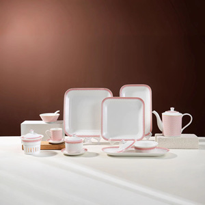 Xingyu Ceramic <b>Dinnerware</b> <b>Set</b> Rectangular Plates Cups Tea <b>Set</b> For Hotel Coffee Tea Serving Elegant Design - Product Image 1