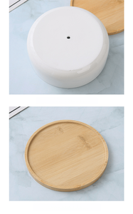 Pot de fleurs rond en céramique minimaliste moderne, grande taille, blanc, pour plantes vertes, bonsaï, avec trou de drainage, pour la maison, le bureau ou le jardin - Product Image 6