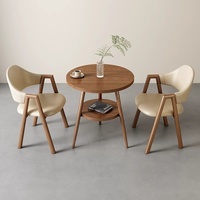 Ensemble table et 4 chaises en cuir de style nordique, luxe léger, simple et moderne, pour salle à manger, balcon et salon de thé, avec rangement