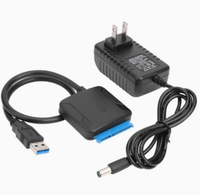 Cavo Convertitore USB 3.0 SATA III a USB-A 5Gbps per HDD/SSD da 2.5"/3.5" con Spina EU e Materiale PVC