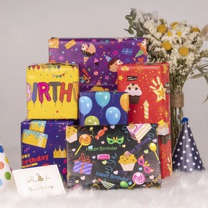 Custom Eco-Friendly PE Double-Sided Craft <b>Paper</b> <b>Roll</b> 100GSM Recyclable Digital Printing Happy Birthday Gift <b>Wrap</b> Custom Logo - Product Image 5