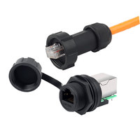 Connecteur RJ45 blindé IP67 M20 à montage sur panneau, prise Ethernet industrielle à verrouillage par filetage avec boîtier en nylon