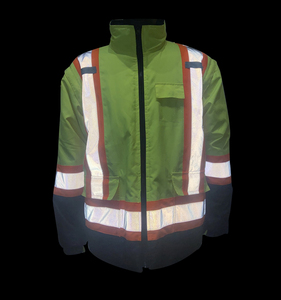 Blouson bomber haute visibilité jaune robuste à dos en <span class=keywords><strong>X</strong></span>, imperméable et détachable, pour homme, hiver, réfléchissant, pour le secteur pétrolier au Canada - Product Image 3