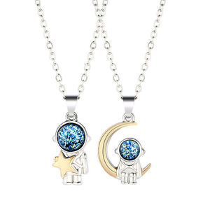 2 pz/paia moda coppia collana astronauta Bling stella luna amante regali di san valentino migliore amico collane - Product Image 1