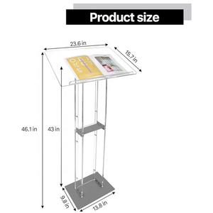Acrylic bục đứng với kệ lưu trữ rõ ràng lecterns hiện đại cho đám cưới giáo viên lớp học S chuyên nghiệp trình bày - Product Image 3