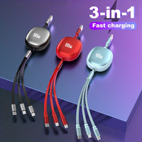 Câble de charge rapide super rapide HYTO Custom Gifts rétractable 1,2 m 5A 3 en 1, chargeur de données Micro USB Type-C pour iPhone 14 15