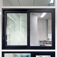 Fenêtre coulissante en aluminium AS2047 à trois rails, avec moustiquaire, résistante aux ouragans, double vitrage, verre coloré teinté de grande taille pour maison