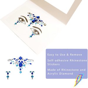 Juego de 6 Piezas de Gemas Faciales Brillantes, Joyas Faciales de Cristal para Mujer, Brillantina Facial para Festivales, Ojos, Rostro y Cuerpo - Product Image 4