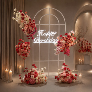 Ensemble floral artificiel rouge et rose personnalisé de qualité supérieure pour toile de fond de mariage, fête d'anniversaire, cérémonie Sweet 18, aménagement d'arche, décoration d'événements à domicile - Product Image 4