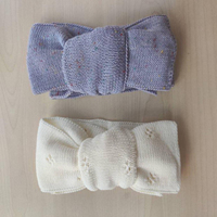 Diademas de punto de doble cara de algodón 100% para bebé, lazo de nudo grande Diy, sombrero de turbante infantil, diademas de ganchillo, bandas anchas para el cabello