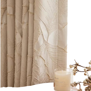 Tenda Jacquard con Filo d'<span class=keywords><strong>Oro</strong></span> in Rilievo ad Alta Precisione, Design 3D con Foglie <span class=keywords><strong>Beige</strong></span> per Arredamento Casa - Product Image 1