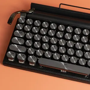 Teclado de chave redonda steampunk twk83, teclado mecânico retrô sem fio, teclado de escriba teclas redondas