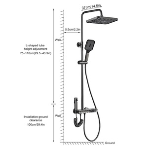 ชุดฝักบัวผสมอุณหภูมิแบบเทอร์โมสตัท 4 ฟังก์ชั่น พร้อมจอแสดงผลดิจิตอล LED สีโครเมียม ชุดฝักบัวพร้อมฝักบัวเหนือศีรษะและฝักบัวมือถือ 3 โหมด - Product Image 2