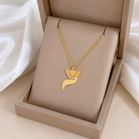 Pendentif Cœur Papillon en Acier Inoxydable Plaqué Or 18K avec Zircon, Chaîne Unisexe, Bijoux Anti-ternissement – Nouvelle Collection à Succès