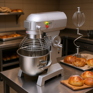 Impastatrice Professionale 10Qt 450W 3 Velocità con Ciotola in Acciaio Inox e Ganci per Impasto per Panifici - Product Image 2