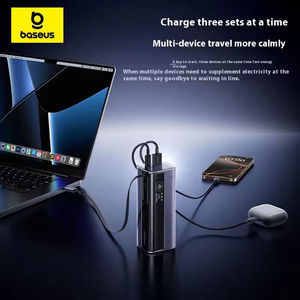 Bas Eus 145W Power Bank 10000mAh Incorporado 100W Retráctil Tipo C Cable Carga rápida Cargador de <span class=keywords><strong>batería</strong></span> externo portátil PowerBank - Product Image 4