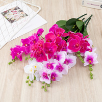 Anggrek Phalaenopsis Buatan 3D Sentuhan Realistis Bunga Palsu 2 Cabang 12 Kepala Batang Tanaman Pot Dekorasi Pesta Pernikahan