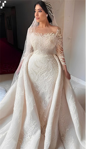 Sang trọng cổ điển công chúa phong cách OFF-The-vai đầy đủ sequin thêu satin chapel Train Wedding Dress - Product Image 5