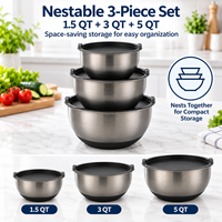 Ensemble de saladiers en acier inoxydable 304 noir, conformes aux normes FDA et LFGB, personnalisables, 16 cm, 20 cm, 24 cm, pour cuisine et restaurant, bols de couleur personnalisée