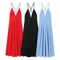 Robe longue élégante en mousseline de soie à col en V et dos nu, nouvelle collection été 2025, vente en gros transfrontalière pour le commerce extérieur 2816995