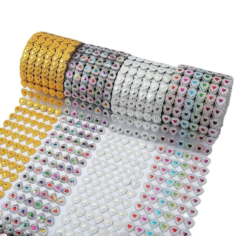 6 filas de redes de plástico flexible flores plateadas para coser rollos de recorte de diamantes de imitación 10 yardas para coser rollo de malla de diamante