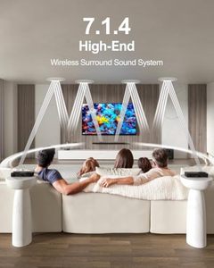 Dolby Atmos avec son surround : Système de barre de son <span class=keywords><strong>Ultimea</strong></span> 7.1.4 740W avec 4 haut-parleurs orientables vers le haut, caisson de basses sans fil de 8 pouces et haut-parleurs arrière. - Product Image 2