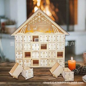 Calendrier de l'Avent en bois avec éclairage LED pour Noël, compte à rebours de 24 jours, ornement créatif, cadeau de Noël en bois - Product Image 3