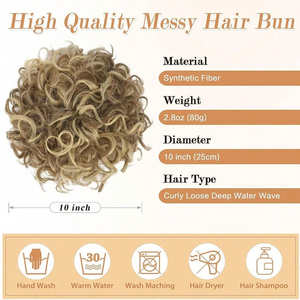 Perruques Xingyuan, postiche synthétique bouclé, chignon à grosses boucles, style K-silk P-silk FQ pour femmes - Product Image 5