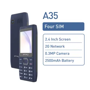 IPRO A35 2500mAh Large battery 4 SIM card Big Button Feature Phone OEM 2.4 inch 2G keyboard GSM phone