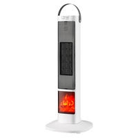 LOVFE Chauffage portable à flamme simulée 3D, effet cheminée, commande tactile, oscillant, en plastique, résistant au vent et aux intempéries