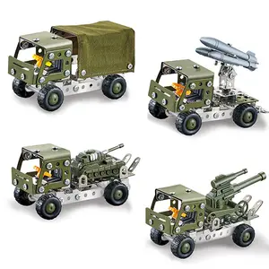 Alloy Car Toy Military Vehicle 3D Building Block Assemble DIY Army Metal Puzzle Assembly Kit Toys Educational Shantou Toys