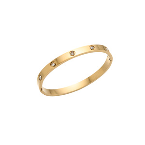 <span class=keywords><strong>Bracelet</strong></span> manchette personnalisé de luxe en pierre naturelle pour femmes et hommes, en acier inoxydable 316L plaqué or 18 carats, design tendance à clous, bijoux - Product Image 5