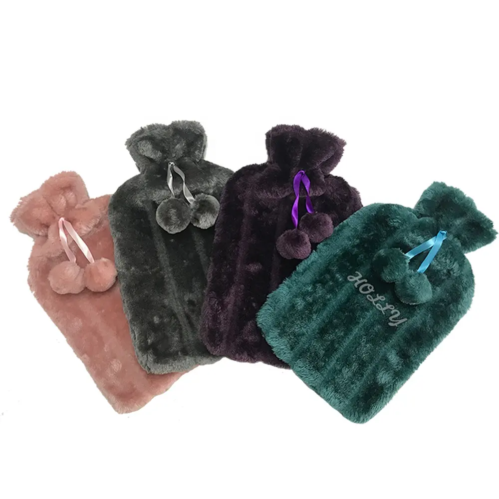 Faux fur copertura con sollievo dal dolore 2000ml di acqua calda di gomma bottiglia di acqua calda