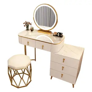 Modern mobilya Vanity makyaj Dresser set lüks tasarım Metal ayaklar yatak odası tuvalet masası ayna ve çekmeceler ile